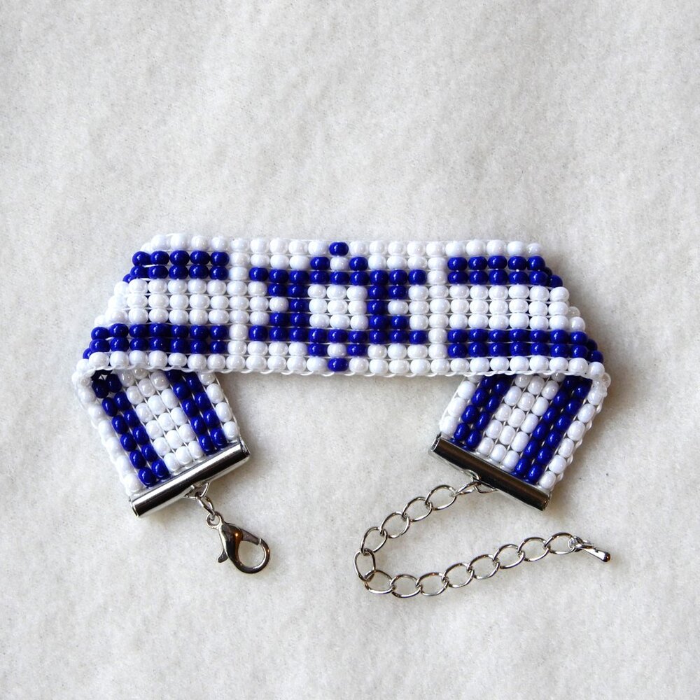 Israel Israeli flag bead bracelet, handmade, adjustable, 30% to charity